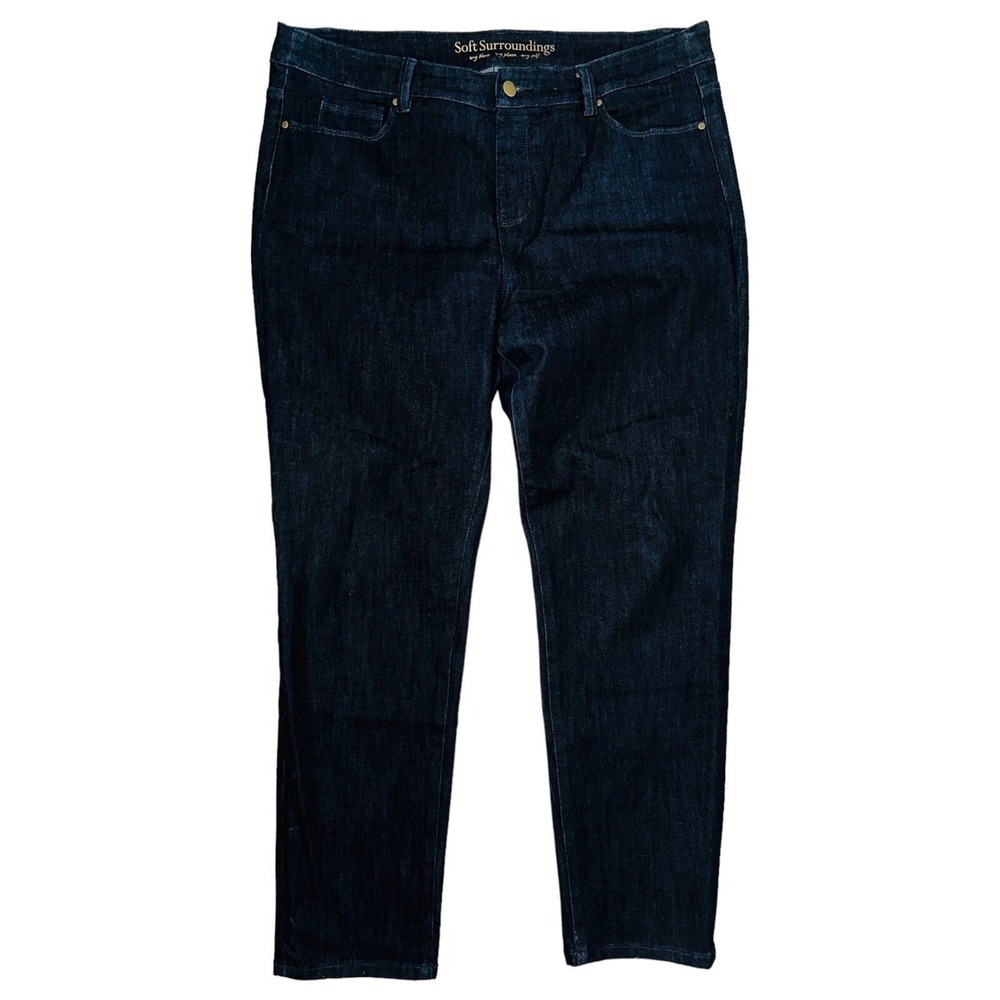 D1 Soft Surroundings Women's Jeans Denim Dark Rinse Size Large 12 Pull On